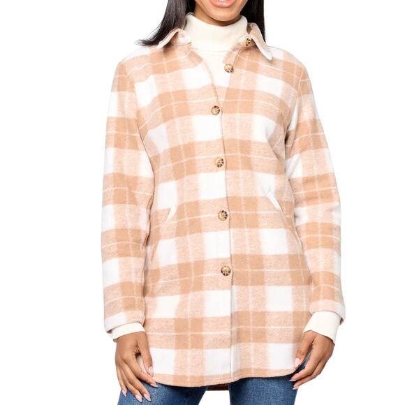 Belle by Kim Gravel Boyfriend Shacket in Camel NWT Size Large - Picture 1 of 1